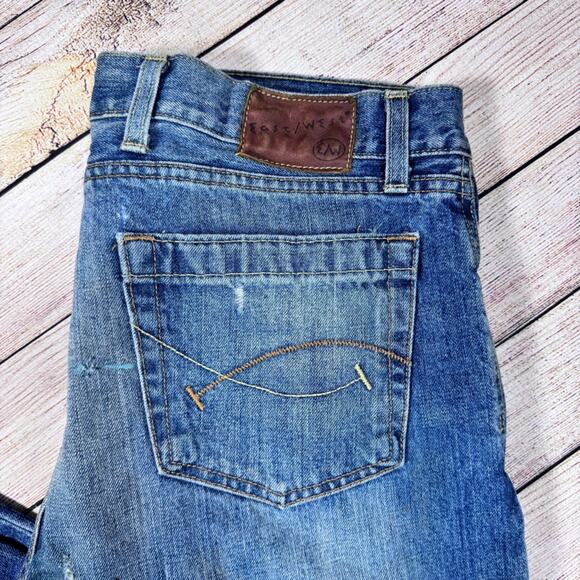 East West East/West Distressed Button Fly Mens Denim Jeans Size 38 *Flaws* - Picture 2 of 16